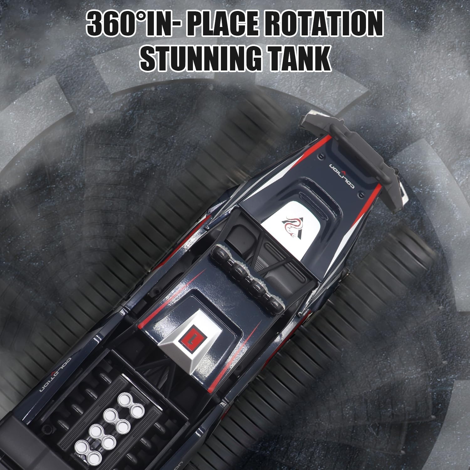 Mostop Afstandsbediening Tank 1/12 Schaal Transport Militair Voertuig Offroad Crawler, 2.4Ghz Afstandsbediening Crawler Drift Tank met 2 Batterijen, 360 ° Roterende Drifting Army Gepantserde Truck