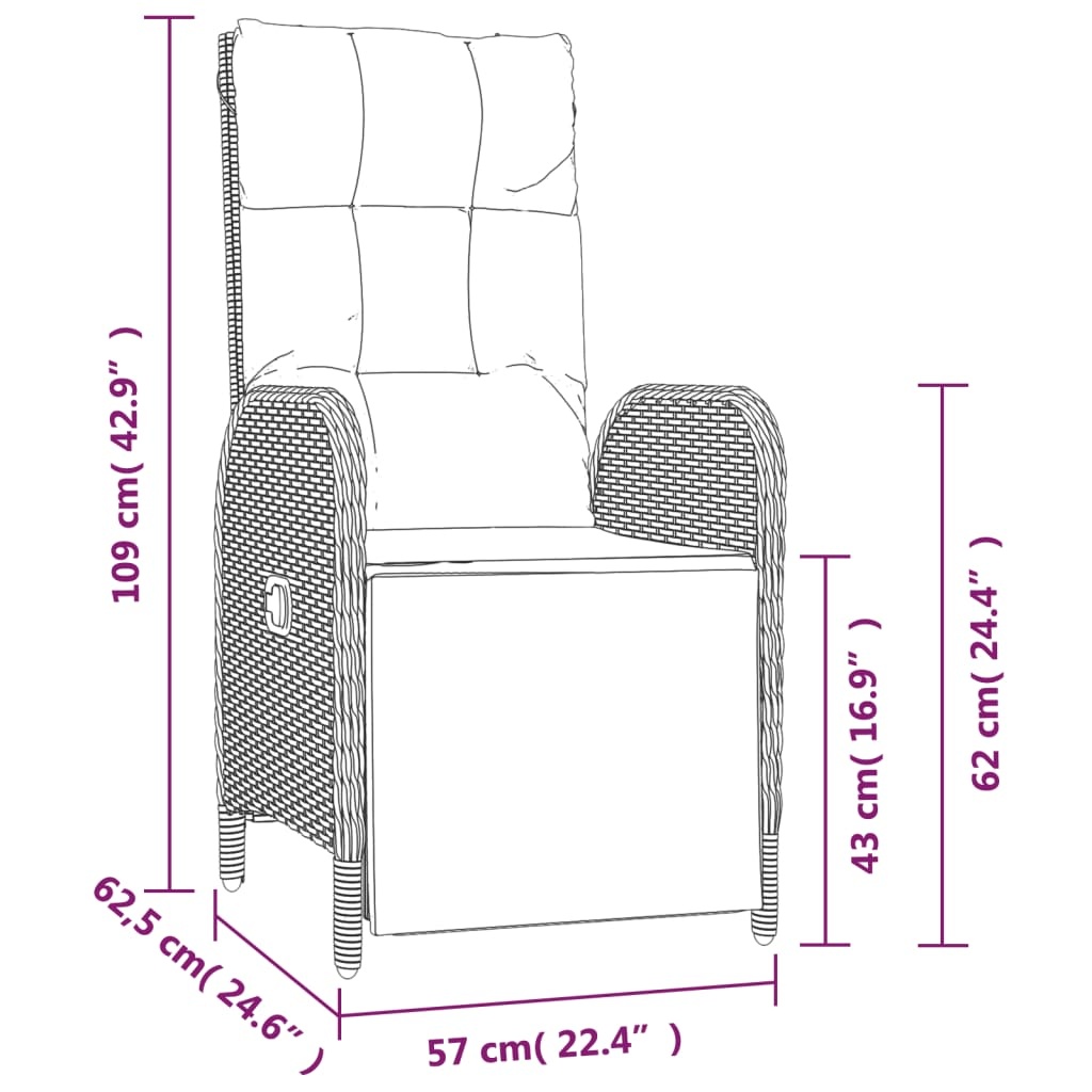 VidaXL Tuinstoelen Verstelbaar met Kussens (2 st.) - 35% Korting