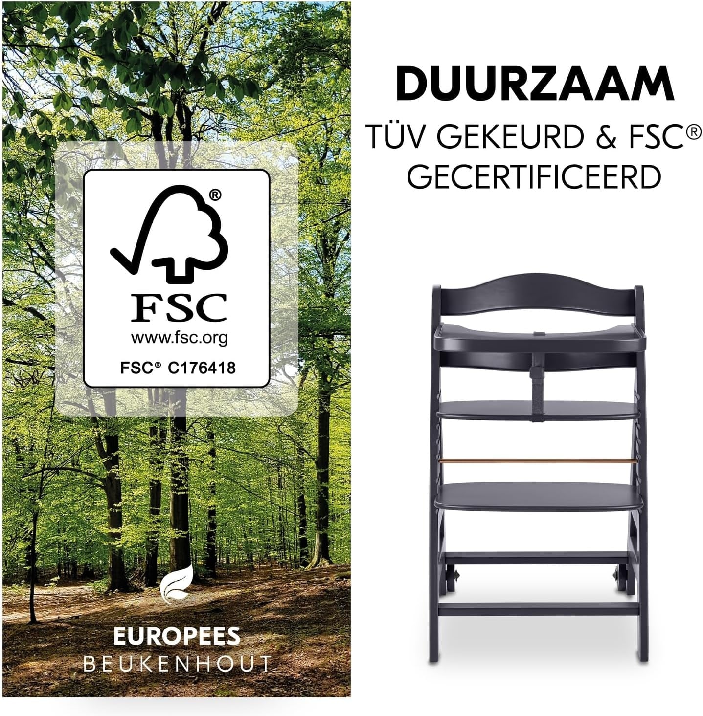 Meegroeiende Kinderstoel Dark Grey - 35% Korting!