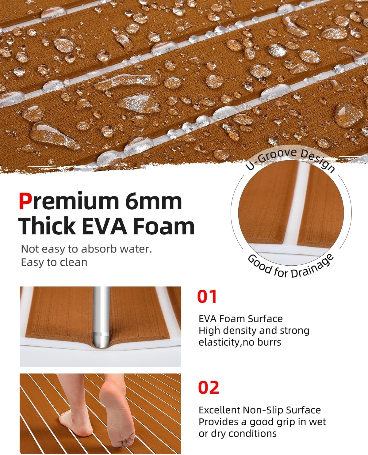 EVA Dekmat Imitatie Teak Bruin - 120x40 cm - 28% Korting