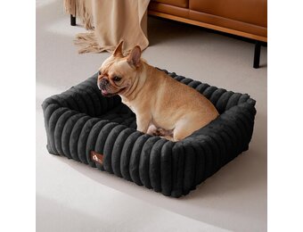 Orthopedisch Hondenbed voor Middelgrote Honden - Zwart Corduroy, Wasbaar, Antislip