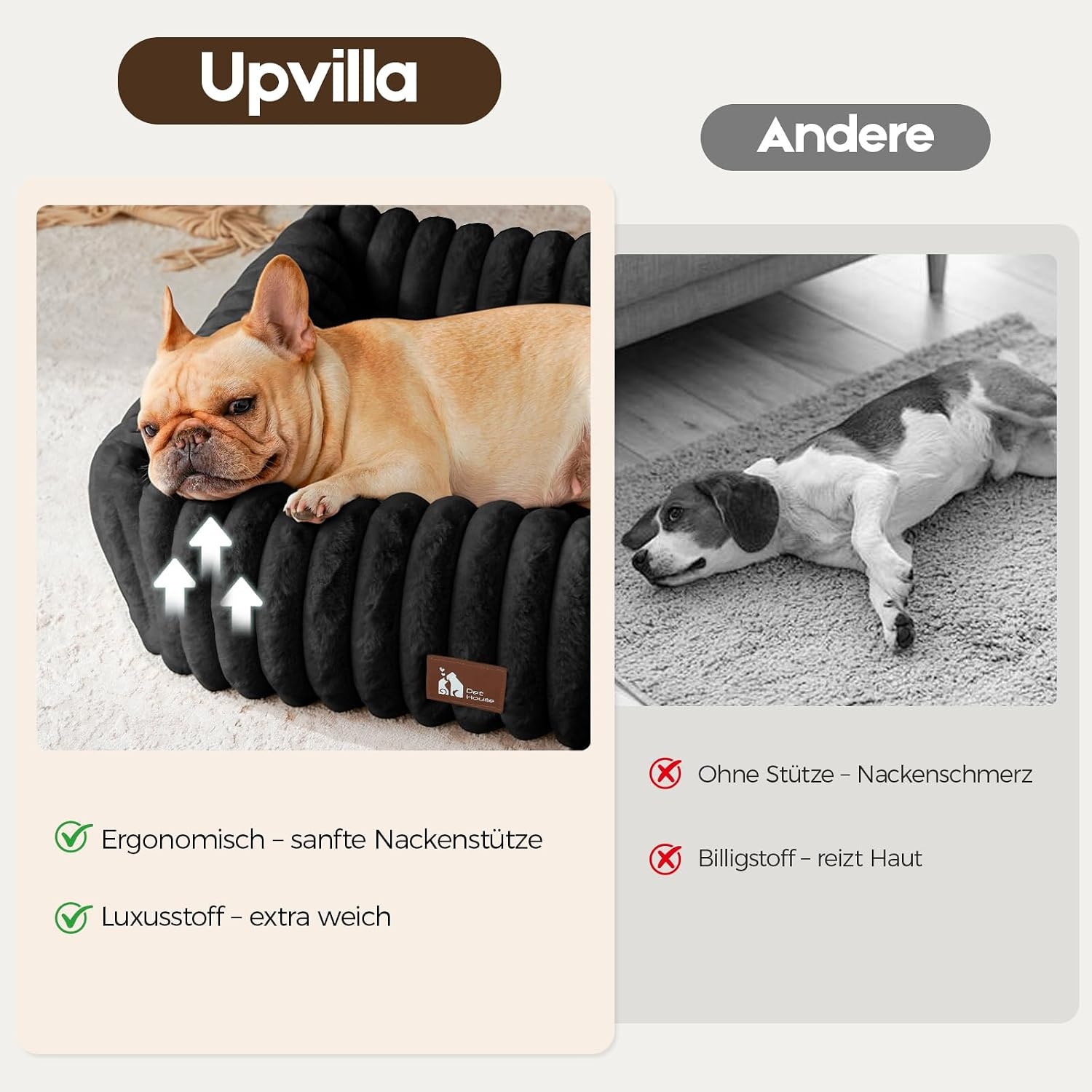 Orthopedisch Hondenbed voor Middelgrote Honden - Zwart Corduroy, Wasbaar, Antislip