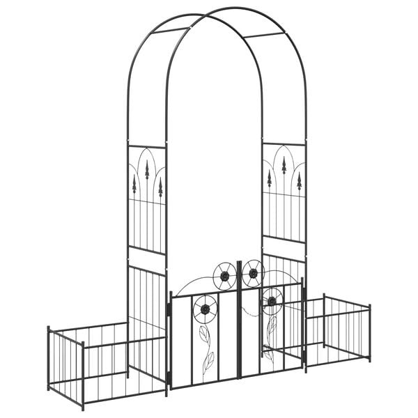 vidaXL Tuin Boog Effen Zwart 203 x 50 x 218 cm