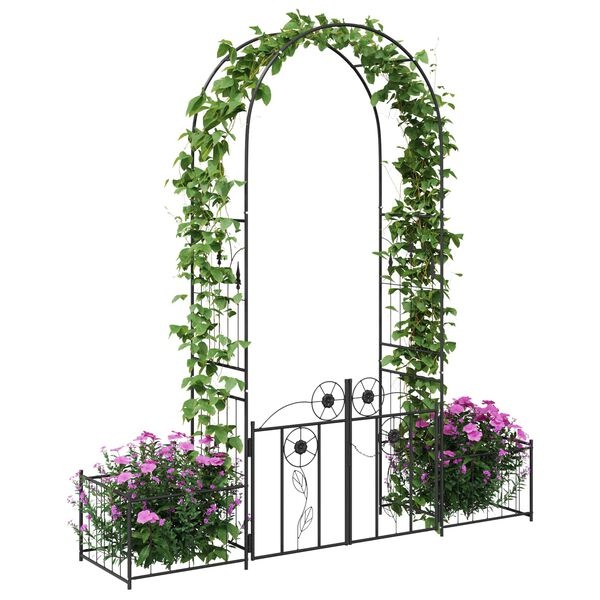vidaXL Tuin Boog Effen Zwart 203 x 50 x 218 cm