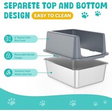 RVS Kattenbak met Deksel & Hoge Rand - 29% Korting