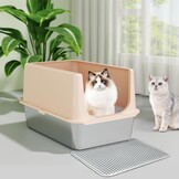 RVS Kattenbak met Deksel & Hoge Rand - 29% Korting