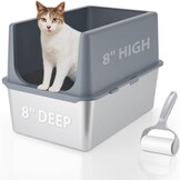 RVS Kattenbak met Deksel & Hoge Rand - 29% Korting