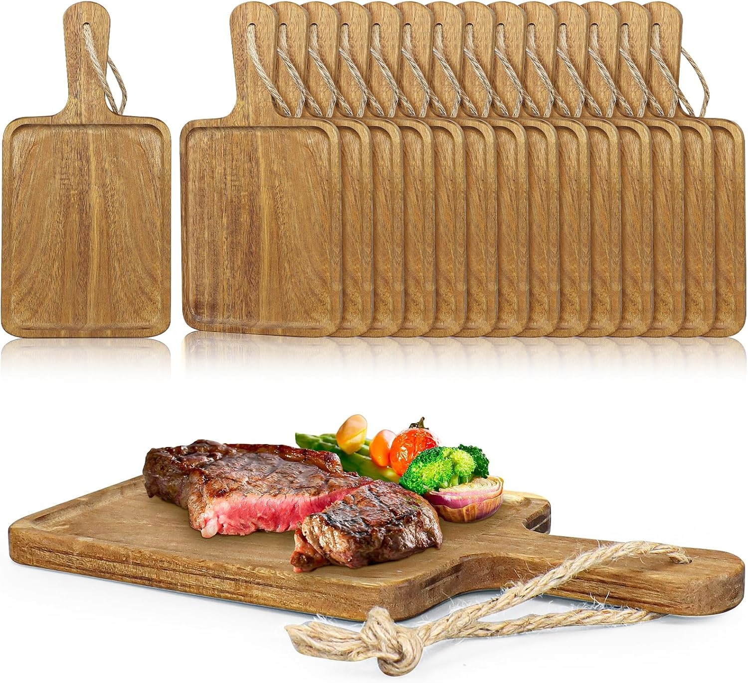 16x Acaciahouten Snijplanken met Handvat - 34% Korting