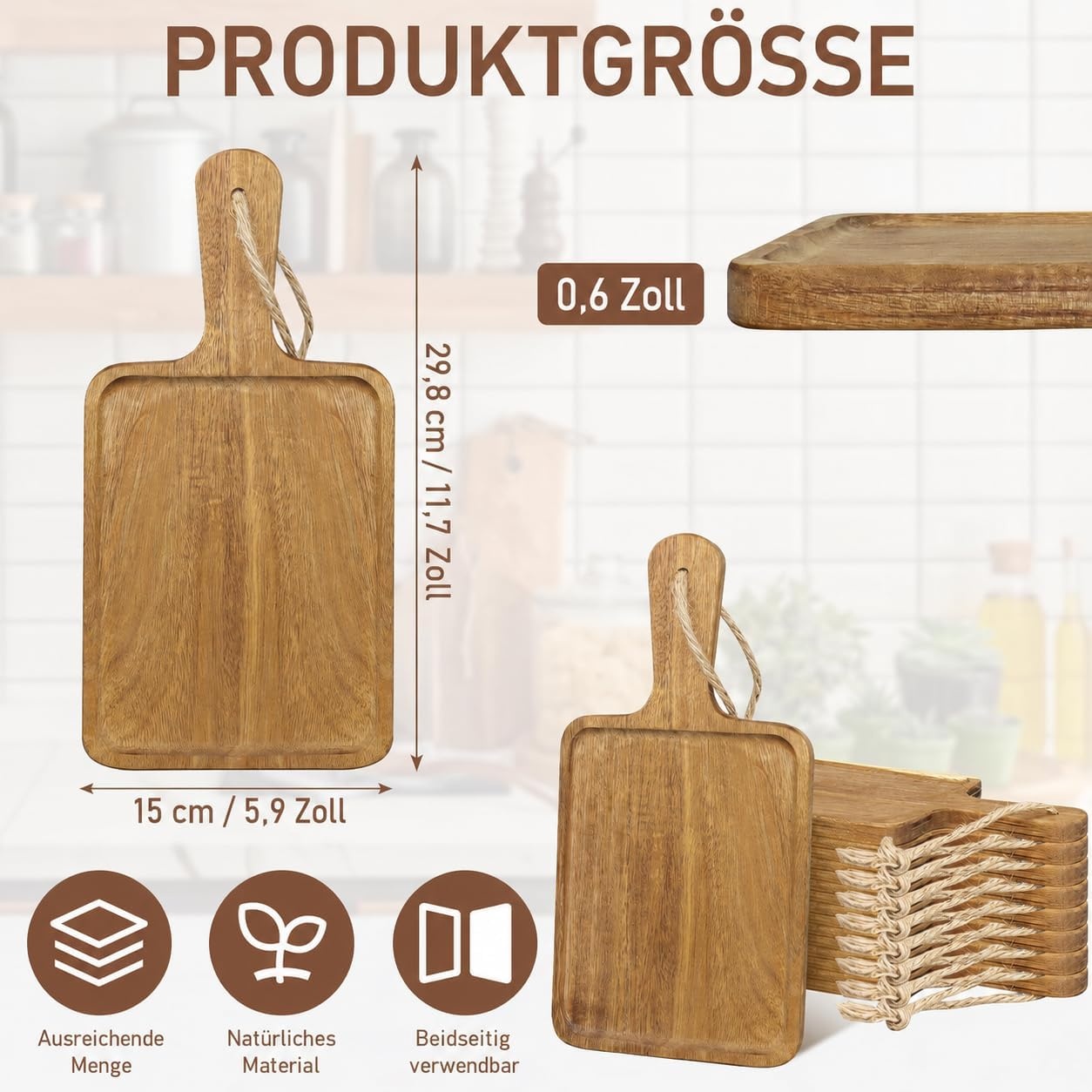 16x Acaciahouten Snijplanken met Handvat - 34% Korting