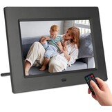 TSITSC Elektronische fotolijst, 1024 x 600 IPS-scherm, digitale fotolijst, kalender/klokfunctie, muziek/foto-/videospeler met afstandsbediening, ondersteunt USB/SD-kaart