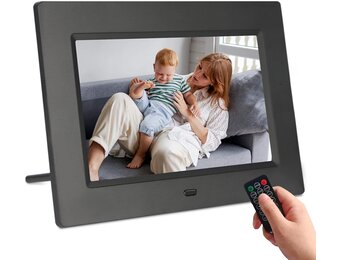 TSITSC Elektronische fotolijst, 1024 x 600 IPS-scherm, digitale fotolijst, kalender/klokfunctie, muziek/foto-/videospeler met afstandsbediening, ondersteunt USB/SD-kaart
