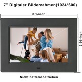 TSITSC Elektronische fotolijst, 1024 x 600 IPS-scherm, digitale fotolijst, kalender/klokfunctie, muziek/foto-/videospeler met afstandsbediening, ondersteunt USB/SD-kaart