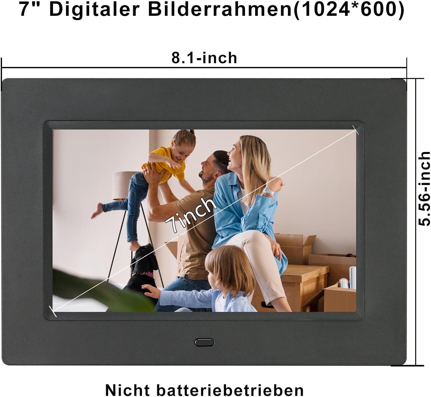 TSITSC Elektronische fotolijst, 1024 x 600 IPS-scherm, digitale fotolijst, kalender/klokfunctie, muziek/foto-/videospeler met afstandsbediening, ondersteunt USB/SD-kaart