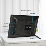TSITSC Elektronische fotolijst, 1024 x 600 IPS-scherm, digitale fotolijst, kalender/klokfunctie, muziek/foto-/videospeler met afstandsbediening, ondersteunt USB/SD-kaart