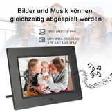 TSITSC Elektronische fotolijst, 1024 x 600 IPS-scherm, digitale fotolijst, kalender/klokfunctie, muziek/foto-/videospeler met afstandsbediening, ondersteunt USB/SD-kaart
