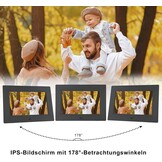 TSITSC Elektronische fotolijst, 1024 x 600 IPS-scherm, digitale fotolijst, kalender/klokfunctie, muziek/foto-/videospeler met afstandsbediening, ondersteunt USB/SD-kaart