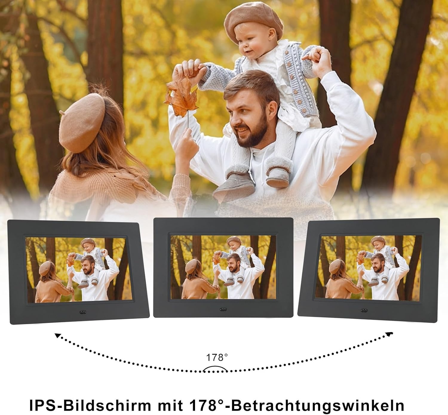 TSITSC Elektronische fotolijst, 1024 x 600 IPS-scherm, digitale fotolijst, kalender/klokfunctie, muziek/foto-/videospeler met afstandsbediening, ondersteunt USB/SD-kaart