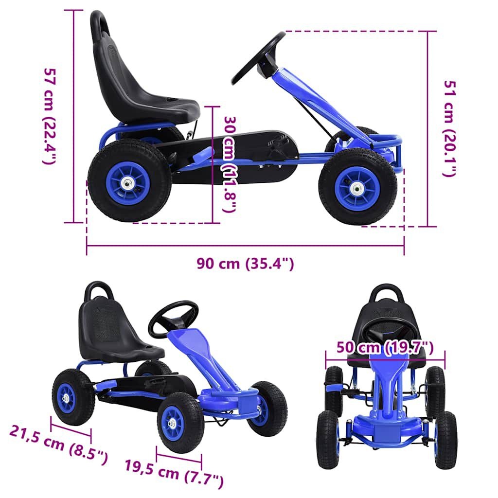 vidaXL Skelter met pedalen en pneumatische banden blauw