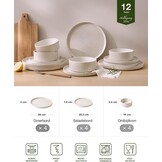 12-delig Servies voor 4 Pers. | Porselein Roomwit met Spikkels | 29% Korting