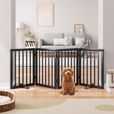 Geretourneerd Hondenhek Bamboe Zwart - 4 Panelen, 188 cm Breed - 34% Korting