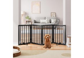 Geretourneerd Hondenhek Bamboe Zwart - 4 Panelen, 188 cm Breed - 34% Korting