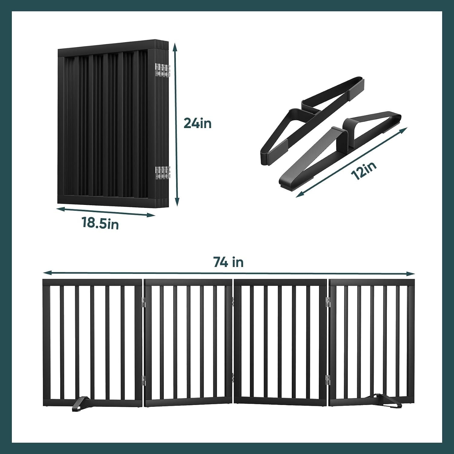 Geretourneerd Hondenhek Bamboe Zwart - 4 Panelen, 188 cm Breed - 34% Korting