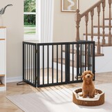 Geretourneerd Hondenhek Bamboe Zwart - 4 Panelen, 188 cm Breed - 34% Korting