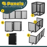 Geretourneerd Hondenhek Bamboe Zwart - 4 Panelen, 188 cm Breed - 34% Korting