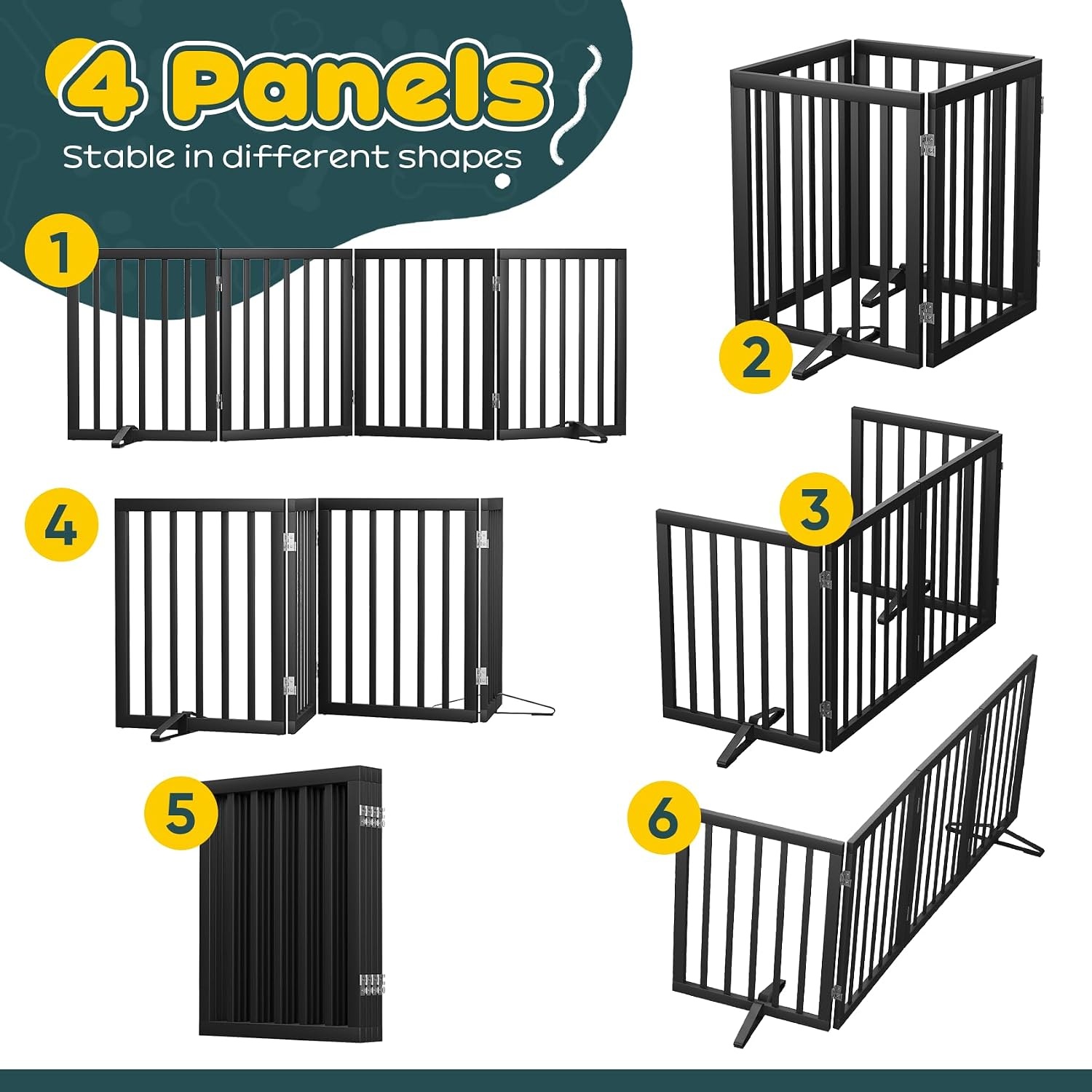 Geretourneerd Hondenhek Bamboe Zwart - 4 Panelen, 188 cm Breed - 34% Korting