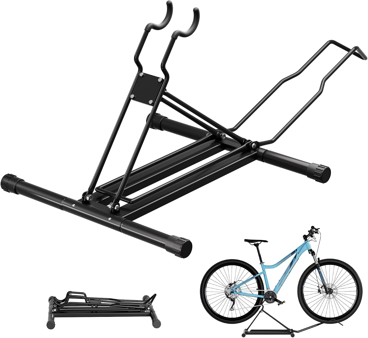 2-in-1 Fietsstandaard & Reparatie (MTB/E-bike/Race) - Inklapbaar Zwart