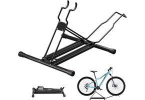 2-in-1 Fietsstandaard & Reparatie (MTB/E-bike/Race) - Inklapbaar Zwart