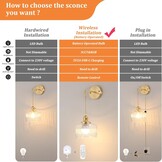 Wandlamp set (2x) | Draadloos LED | Dimbaar RGB | Retro Goud