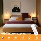 Wandlamp set (2x) | Draadloos LED | Dimbaar RGB | Retro Goud
