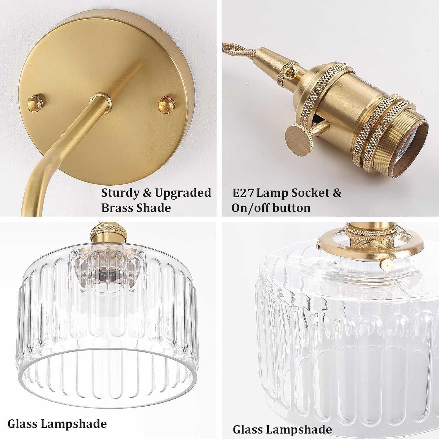 Wandlamp set (2x) | Draadloos LED | Dimbaar RGB | Retro Goud