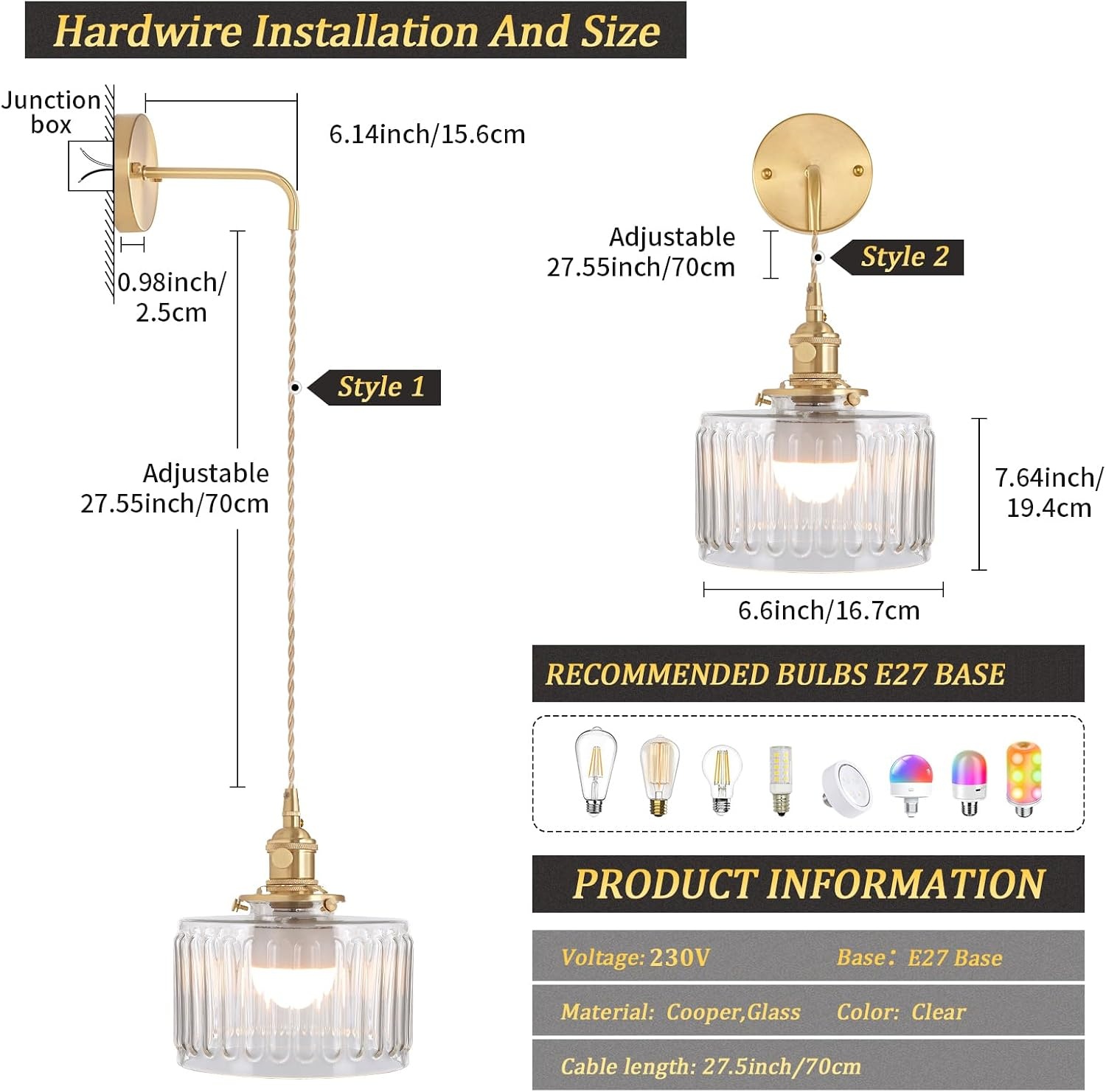 Wandlamp set (2x) | Draadloos LED | Dimbaar RGB | Retro Goud
