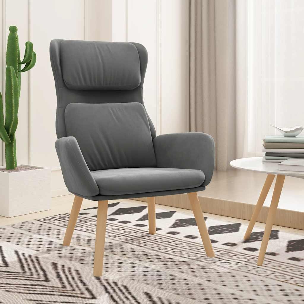 Comfortabele Relaxstoel Fluweel Donkergrijs - 61% Korting