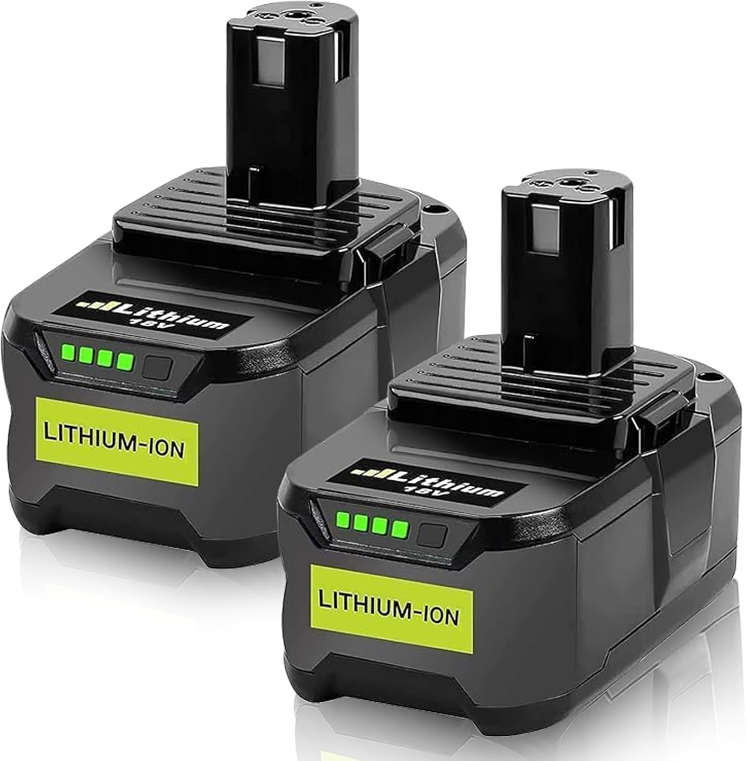 2 stuks 5,0Ah reserveaccu voor Ryobi 18V P108 Li-ion batterij, accu voor Ryobi ONE+ P104 P105 P107 RB18L50 RB18L40 RB18L25 RB18L15 RB18L13 gereedschapsaccu met LED-display
