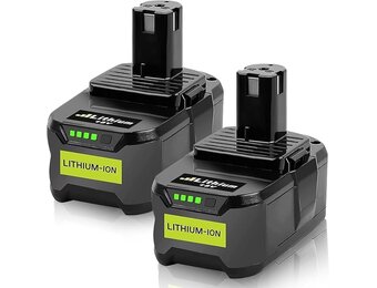2 stuks 5,0Ah reserveaccu voor Ryobi 18V P108 Li-ion batterij, accu voor Ryobi ONE+ P104 P105 P107 RB18L50 RB18L40 RB18L25 RB18L15 RB18L13 gereedschapsaccu met LED-display