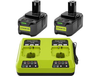 2 stuks 8,0 Ah accu voor Ryobi met 6A dual-port oplader, 18V Li-ion vervangende accu voor Ryobi ONE+ accu RB18L40 RB18L25 RB18L15 P102 P103 P104 P105 P106 P107 P108