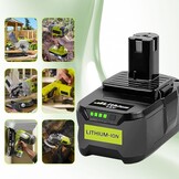 2 stuks 8,0 Ah accu voor Ryobi met 6A dual-port oplader, 18V Li-ion vervangende accu voor Ryobi ONE+ accu RB18L40 RB18L25 RB18L15 P102 P103 P104 P105 P106 P107 P108
