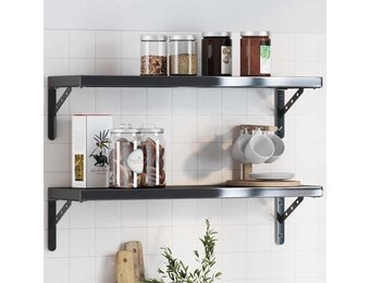 vidaXL Plankdragers 4 st 23,5x2,5x15,5 cm roestvrijstaal zwart