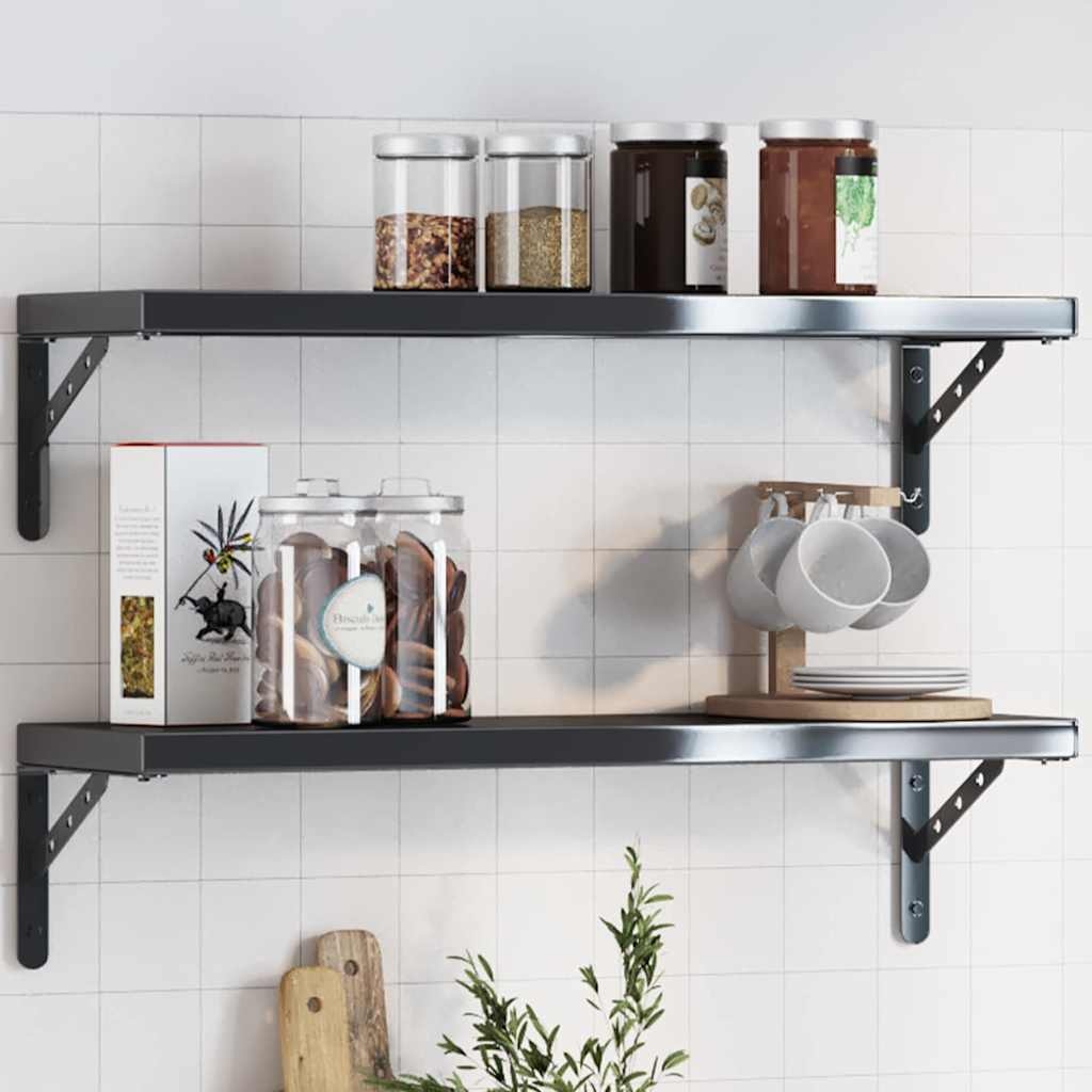 vidaXL Plankdragers 4 st 23,5x2,5x15,5 cm roestvrijstaal zwart
