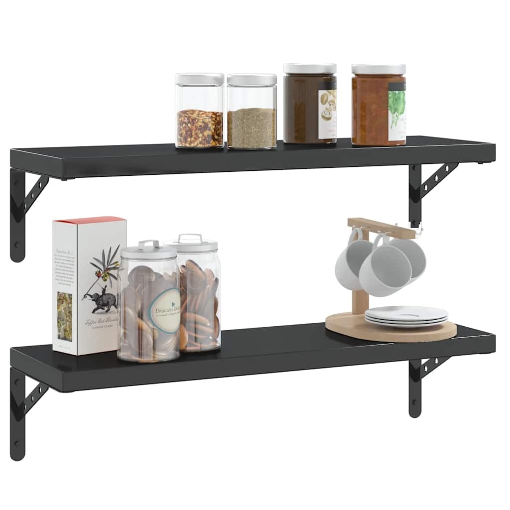 vidaXL Plankdragers 4 st 23,5x2,5x15,5 cm roestvrijstaal zwart