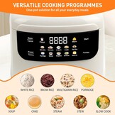 Cuiseur à riz Low Sugar 2 l met functie Low Carb et cuiseur vapeur, cuiseur à riz 10 en 1 avec minuterie 24 h et functie van de maintia au chaud 8 h, gemakkelijk te onderhouden