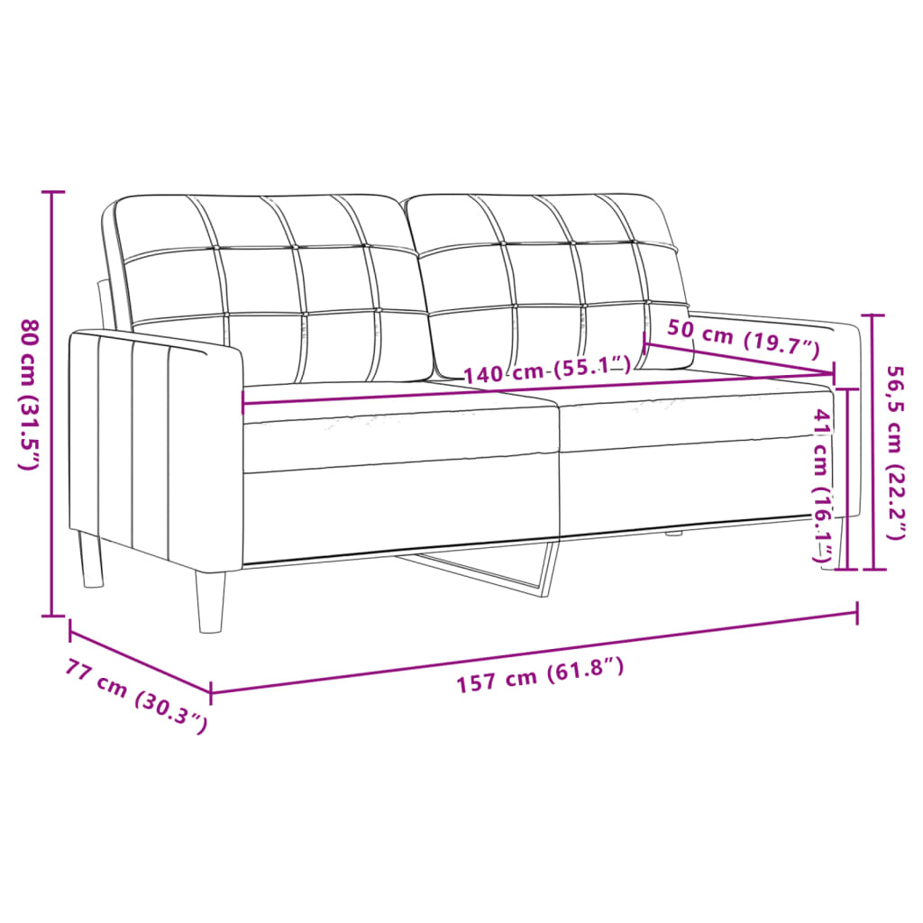 vidaXL Tweezitsbank 140 cm fluweel lichtgrijs