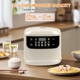 Cuiseur à riz Low Sugar 2 l met functie Low Carb et cuiseur vapeur, cuiseur à riz 10 en 1 avec minuterie 24 h et functie van de maintia au chaud 8 h, gemakkelijk te onderhouden