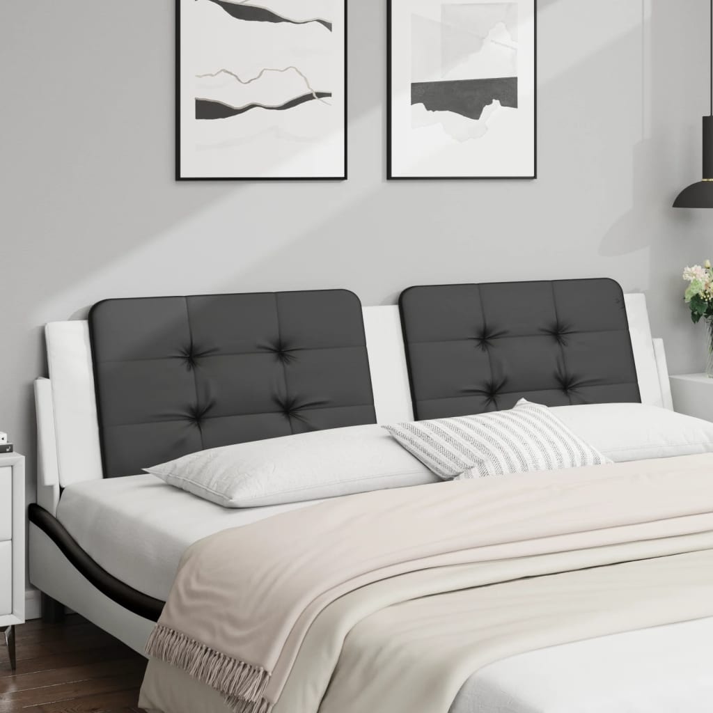 Hoofdbordkussen 200 cm Kunstleer Zwart/Wit - 60% Korting