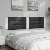 Hoofdbordkussen 200 cm Kunstleer Zwart/Wit - 60% Korting