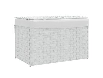 Wasmand met Deksel Poly Rattan Wit - 34% Korting