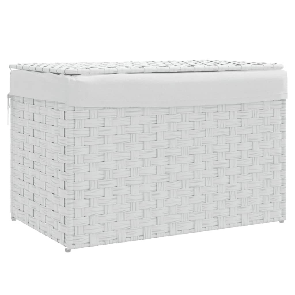 Wasmand met Deksel Poly Rattan Wit - 34% Korting